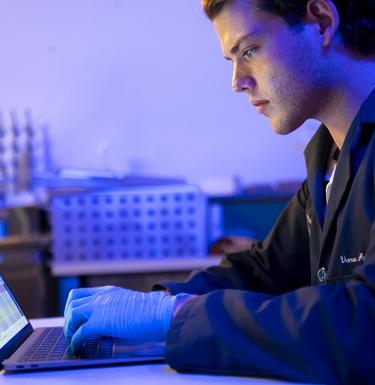 Student working on a laptop